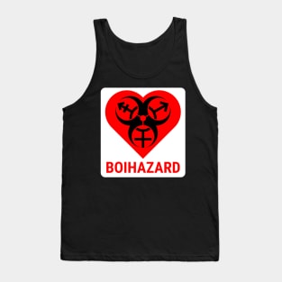 "BOI HAZARD" Heart - Label Style - Red Tank Top